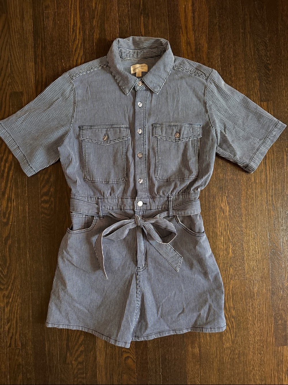 Universal Thread Navy and White Striped Denim Romper size 10